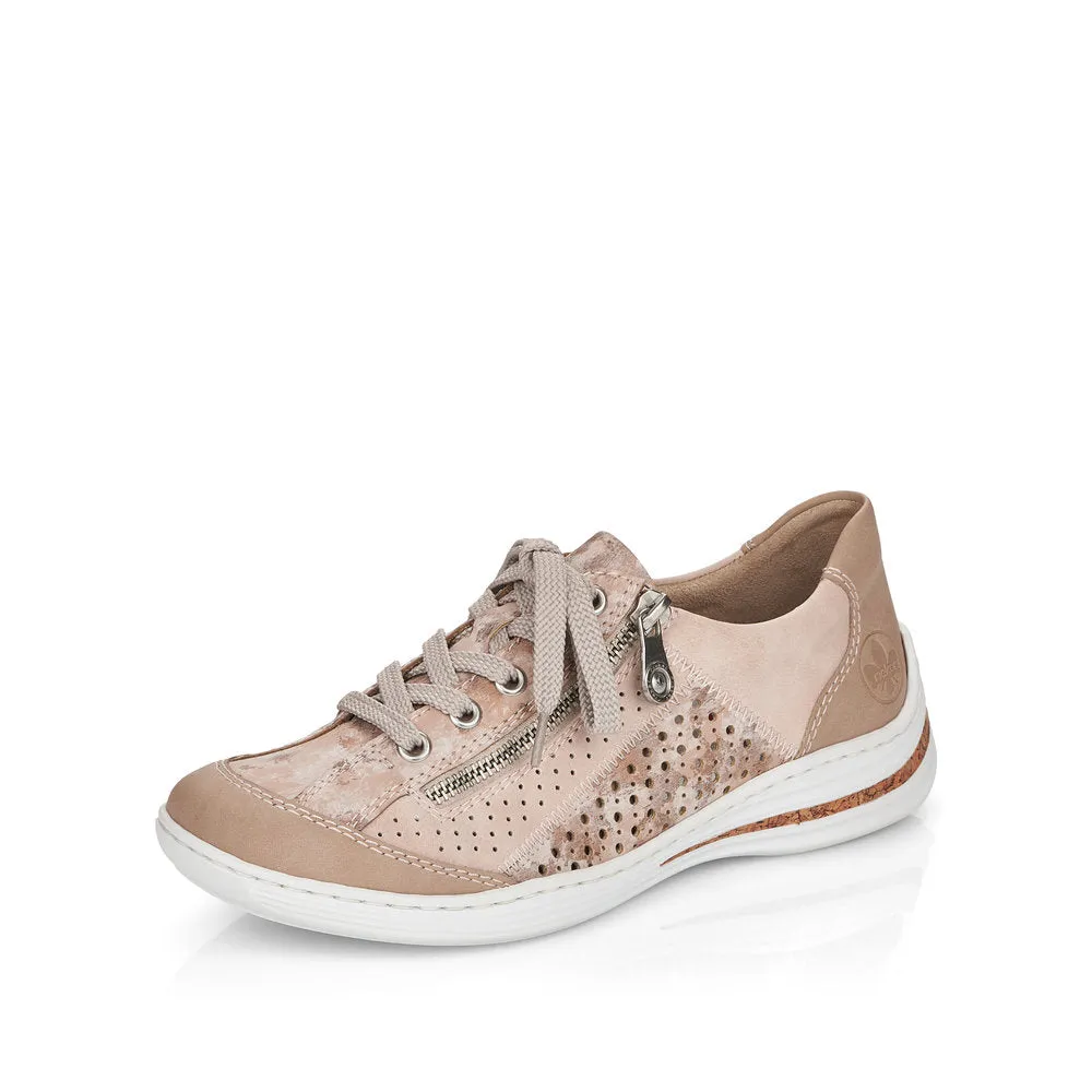 Rieker Ladies Lace Up Shoe Zip Trim