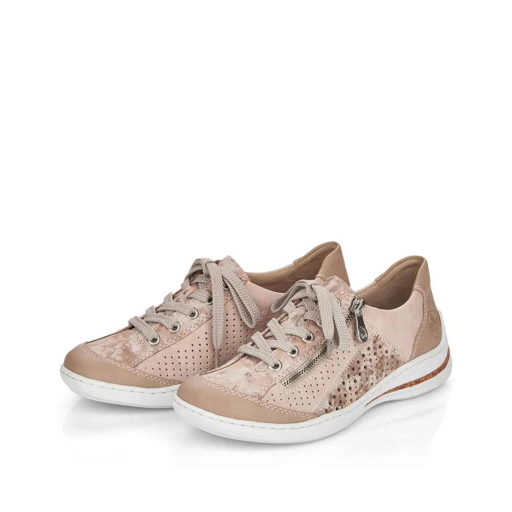 Rieker Ladies Lace Up Shoe Zip Trim