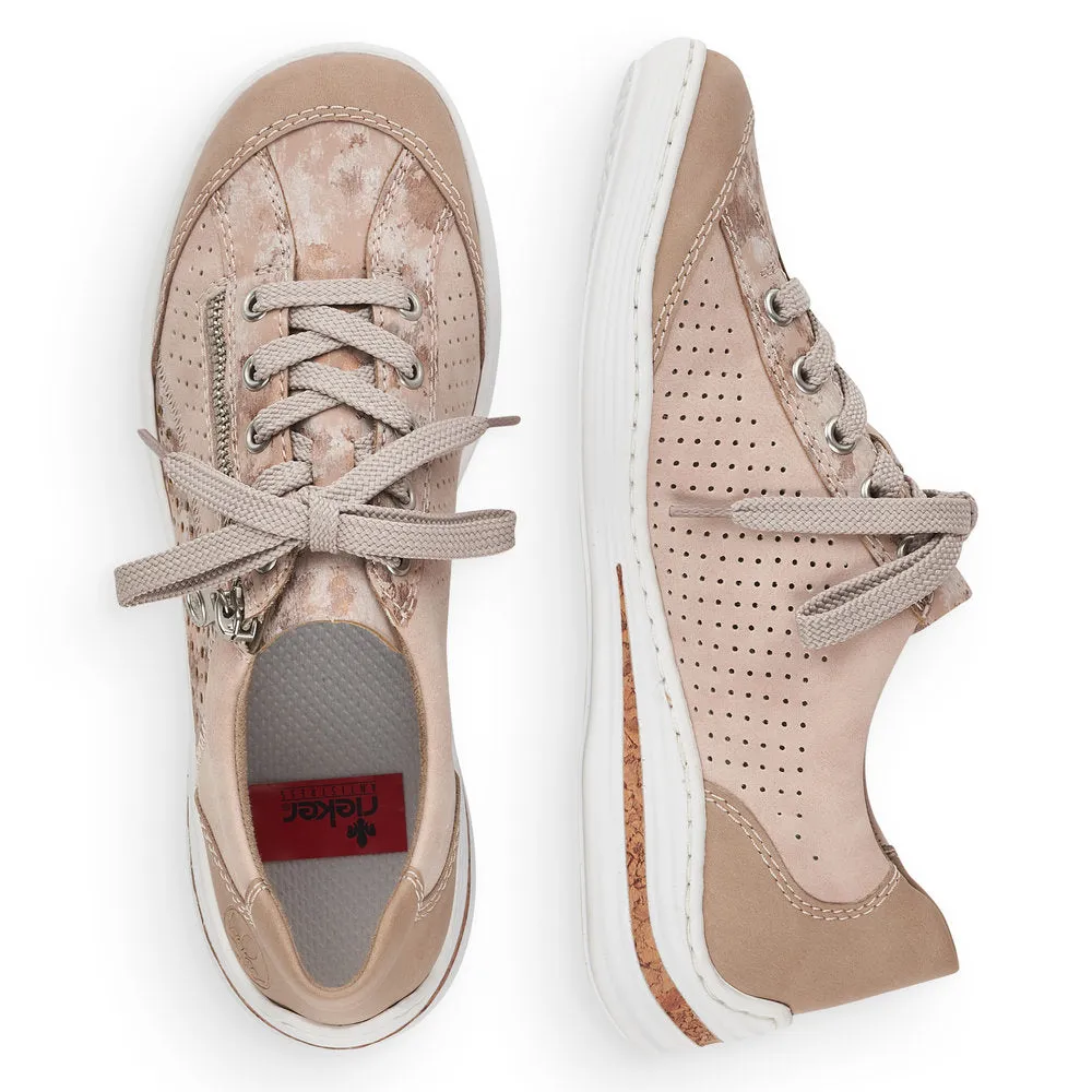 Rieker Ladies Lace Up Shoe Zip Trim