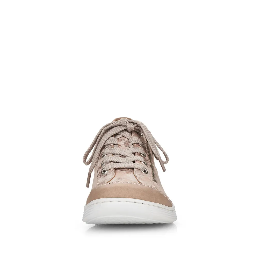 Rieker Ladies Lace Up Shoe Zip Trim