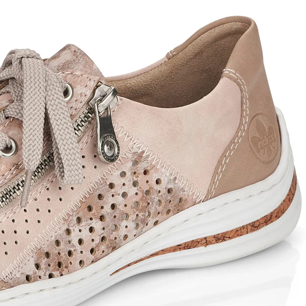 Rieker Ladies Lace Up Shoe Zip Trim
