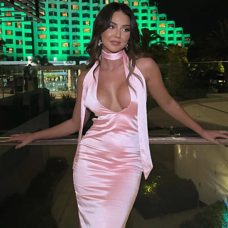 Sara Halter Backless Sexy Maxi Dress