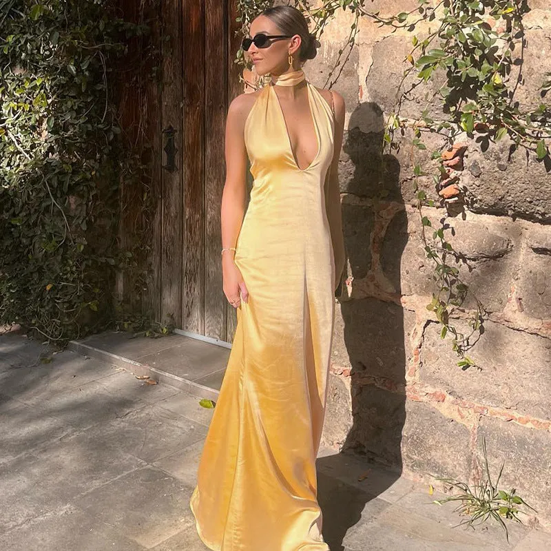 Sara Halter Backless Sexy Maxi Dress