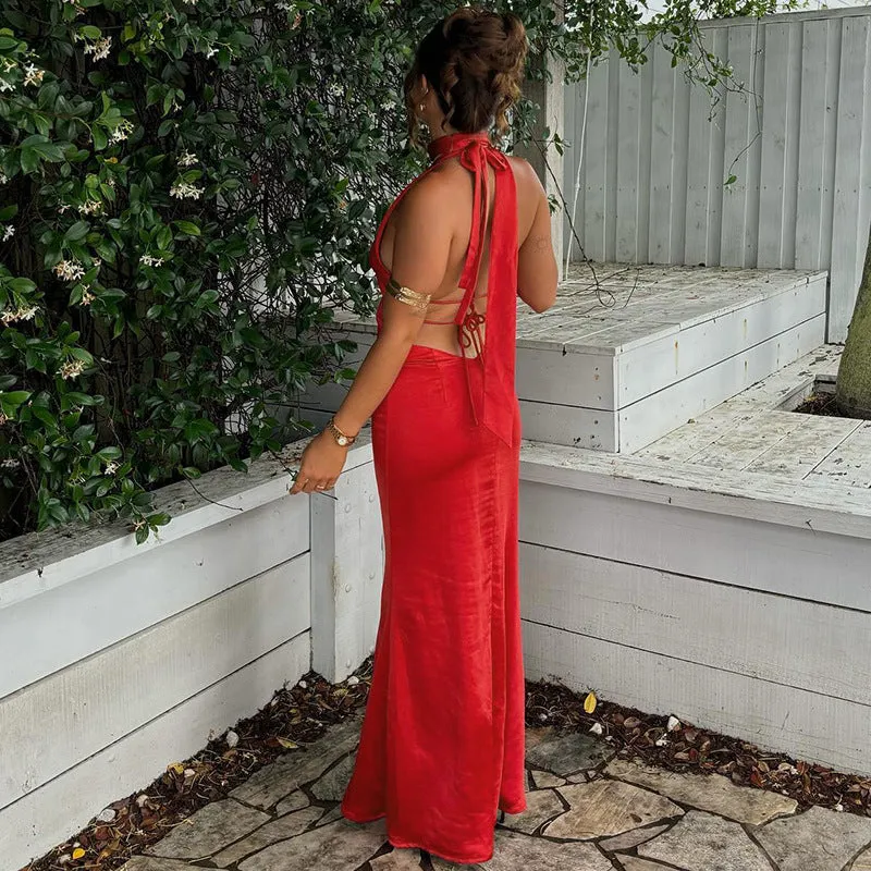 Sara Halter Backless Sexy Maxi Dress