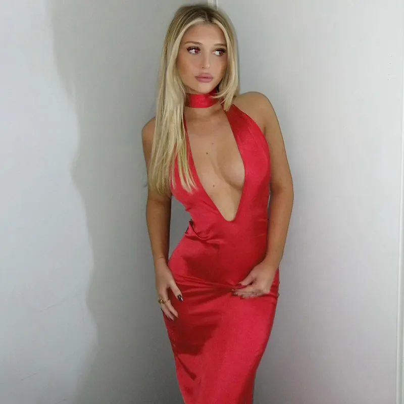 Sara Halter Backless Sexy Maxi Dress