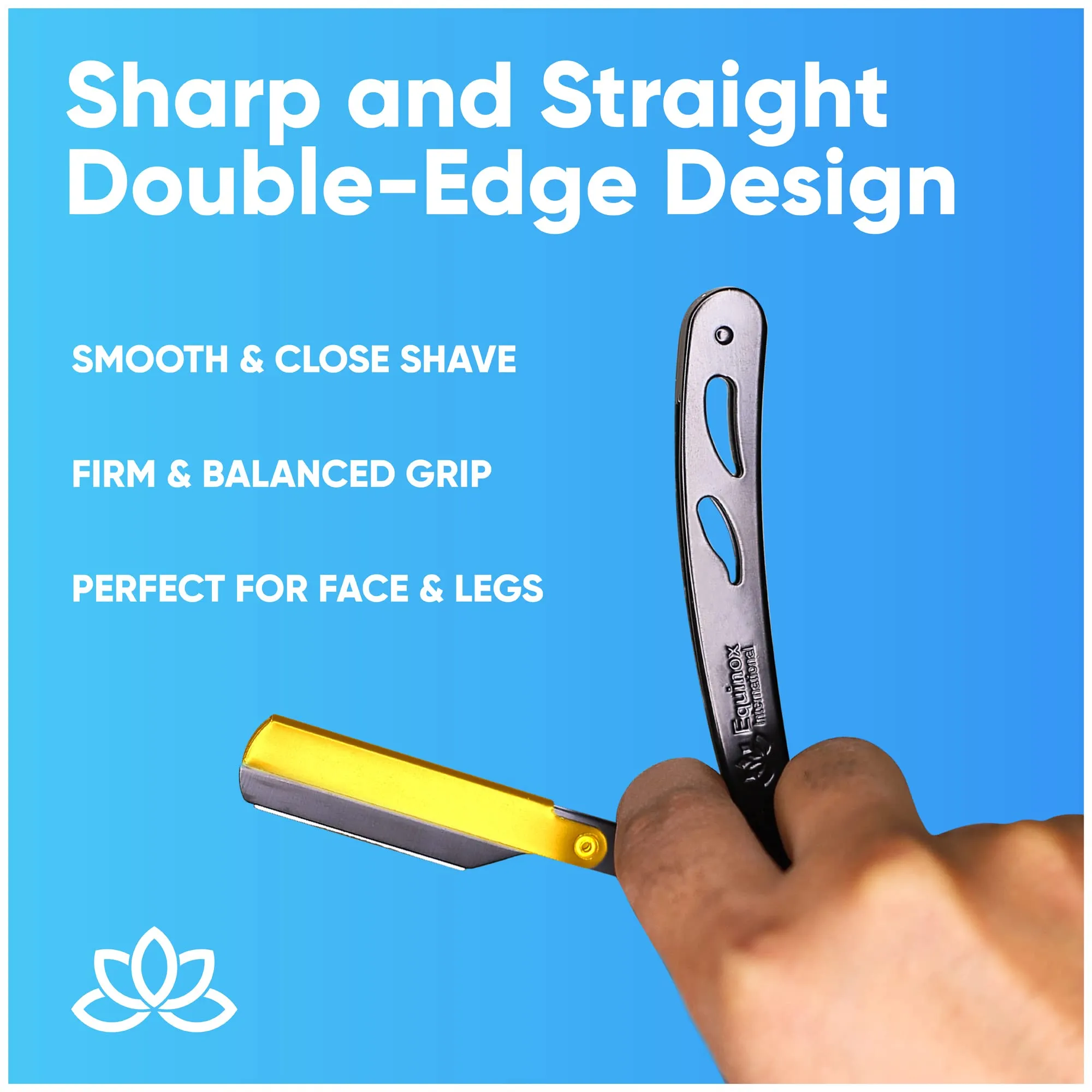 Straight Edge Razor with 100 Single Derby Straight Razor Blades-Barber Straight Razor-Close Shaving Manual Shaver-Disposable Straight Razor Blades