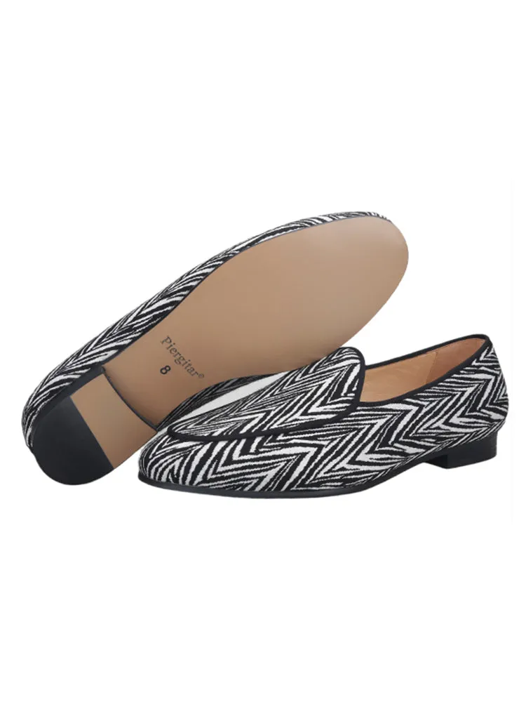 Summer new zebra pattern men's loafers breathable leather lining smoking shoes European and American style large size