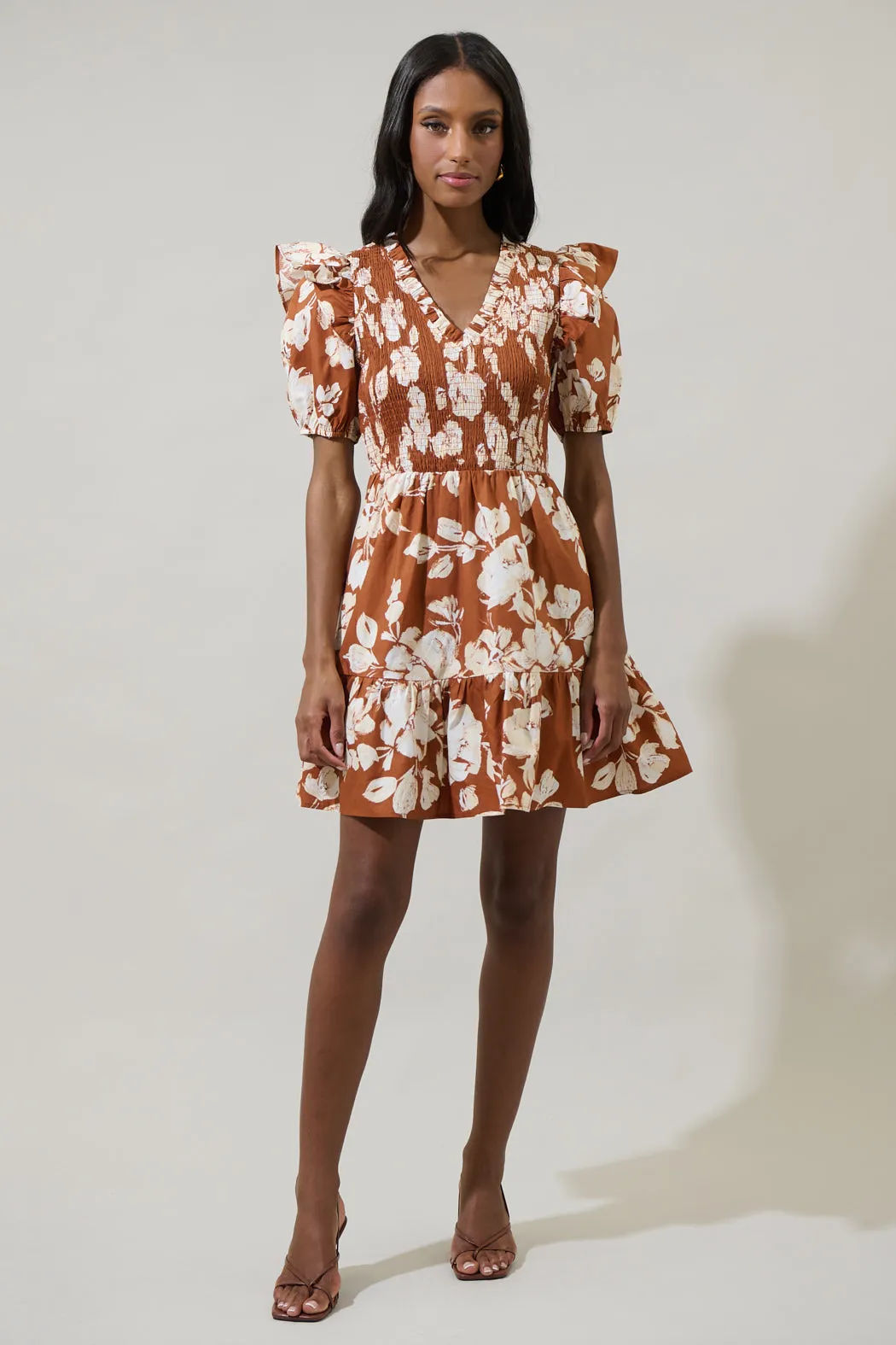 Surrey Floral Leones Smocked Mini Dress