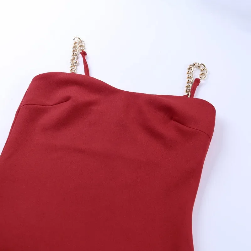 VenusFox Summer Sexy Slim Dress Party Night Woman Chain Strap Stylish V Neck White Elegance Bodycon Backless Women Dresses Vestidos