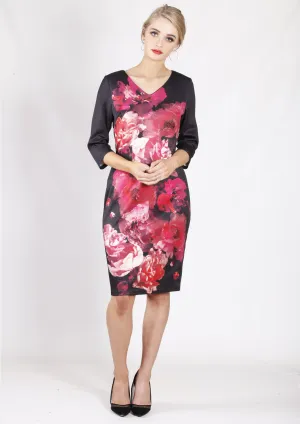 VS7388TB Floral Print Long Sleeve Dress (Pack)