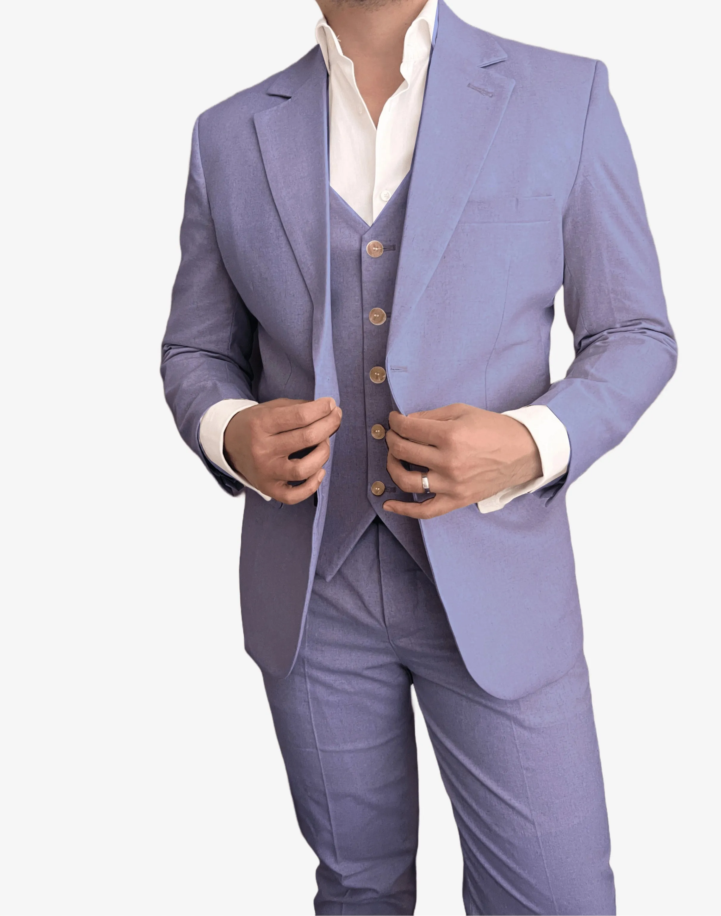 Wedding French Lavender 3 Piece Linen Suit