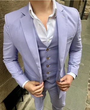 Wedding French Lavender 3 Piece Linen Suit
