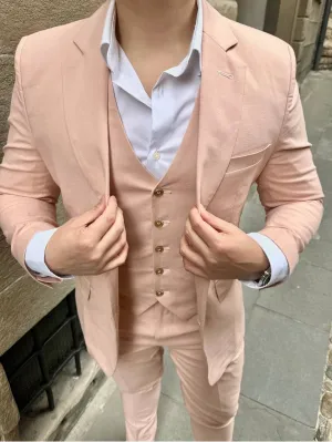 Wedding Sicily Peach 2 Piece Linen Suit